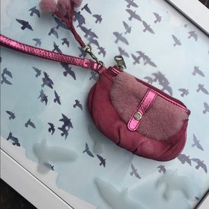UGG Wristlet Pink Change Purse with Fur